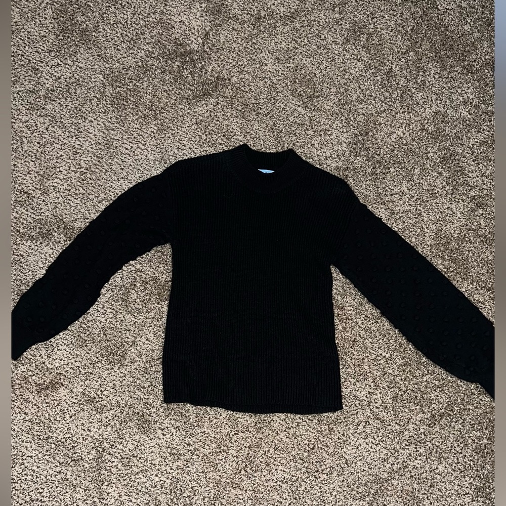 black sweater with polka dot sleeves size small